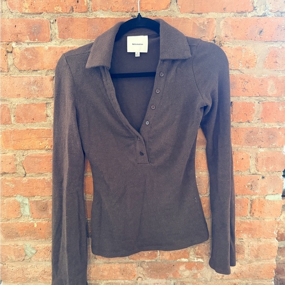 Reformation Sweaters - Reformation Chocolate Button-Up Shirt